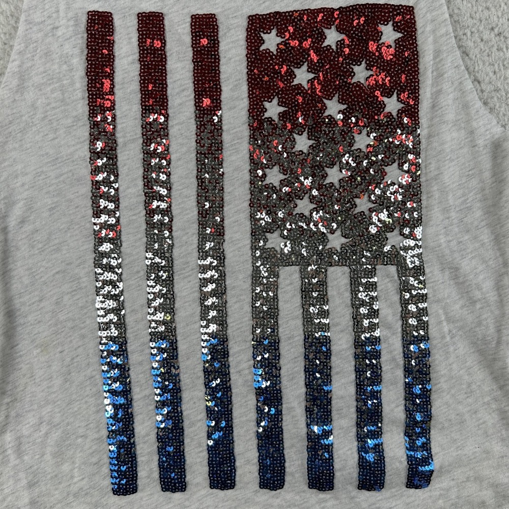 PINK Victoria's Secret Tank Top Womens XS Sequin Flag Graphic USA 4th July Y2K - Picture 2 of 10